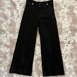 Black Casual Wide Crop Pant
